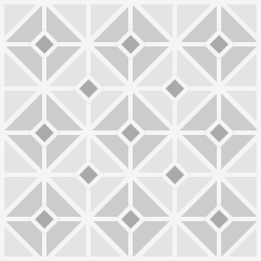 Geometric grey and white tile pattern with diamond shapes on white background